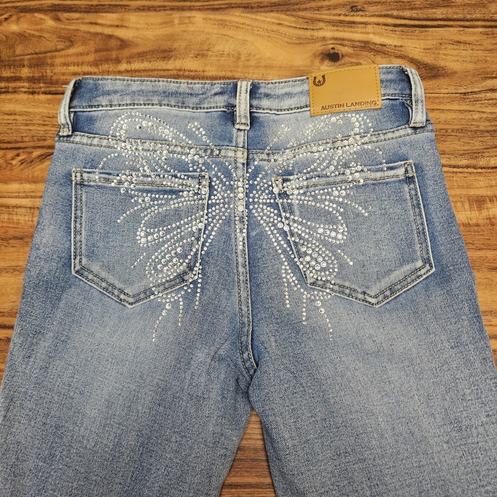 Austin Landing Rhinestone Butterfly Flare Jeans Womens Size 1 Low Rise 26x31 Y2K